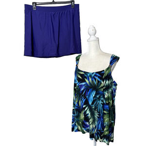 MIRACLESUIT Plus Size 22W Swim Skirt Tankini Underwire Bra Loose Top Swimsuit